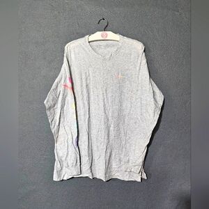 Victoria's Secret PINK Gray w/ Rainbow Script Long-sleeve Tee.